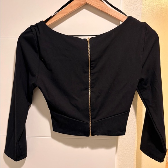 Bebe Black Long Sleeve Twist Crop Top - Picture 4 of 4